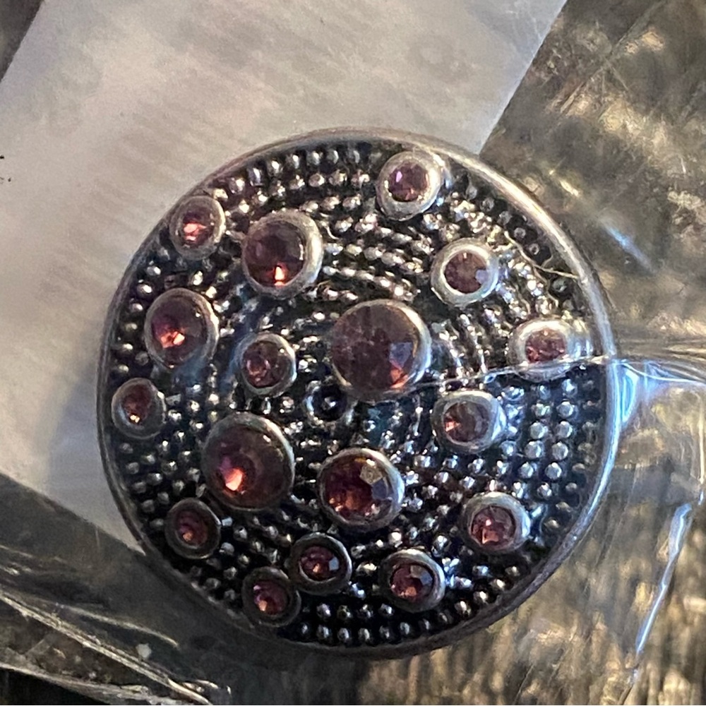 Original Magnolia and Vine Jewelry Snap Silver Dot Design with Purple Crystals